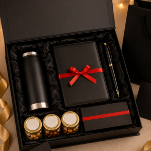 Executive Corporate Gift Hamper – Premium Notebook, Tumbler, Pen & Gourmet Treats Gift Box