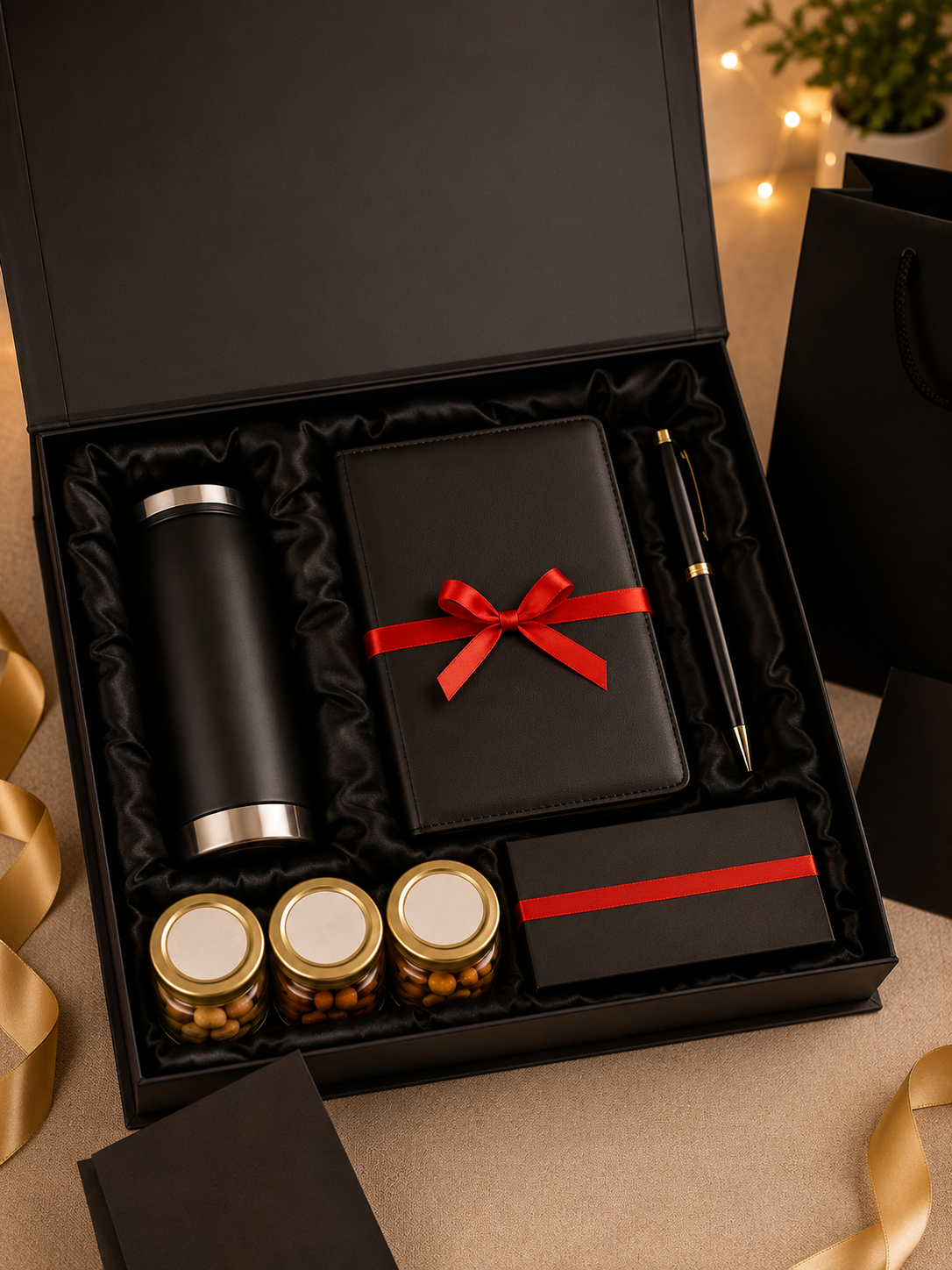 Executive Corporate Gift Hamper – Premium Notebook, Tumbler, Pen & Gourmet Treats Gift Box
