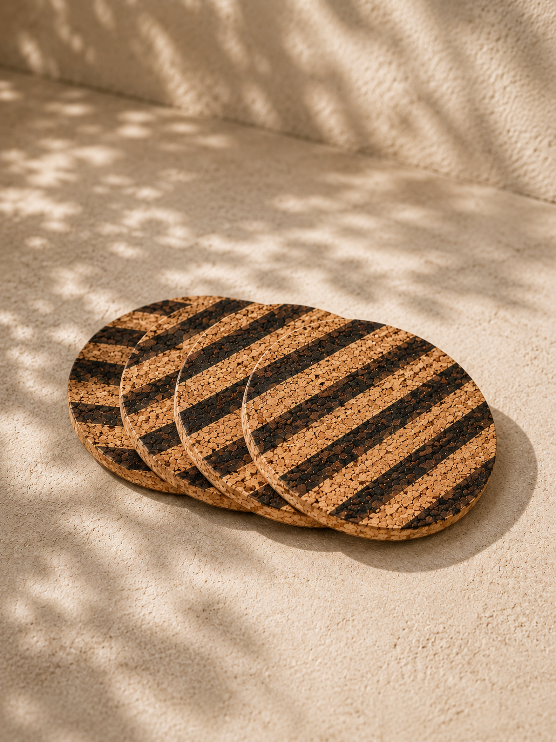Cork Coaster Stripped - set of 4