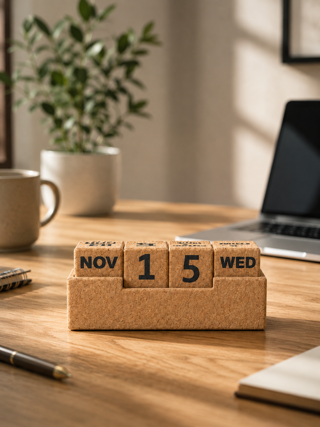 Cork Minimalistic Desk Calendar