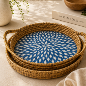 Azure Pearl Tray Set (Set of 2 – 16" & 14")
