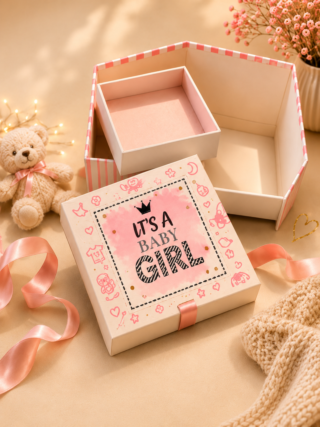 It's A Baby Girl Gift Box – Empty Mockup