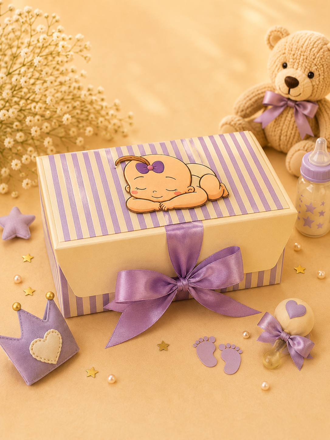 Lavender Sleeping Baby Girl Box