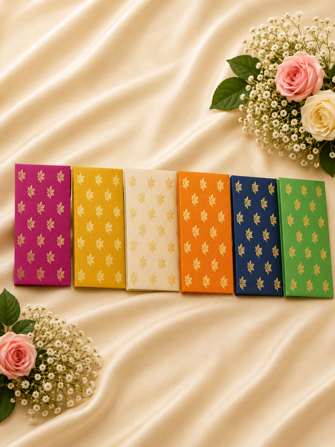 Elegant Leaf Motif Handmade Paper Envelopes