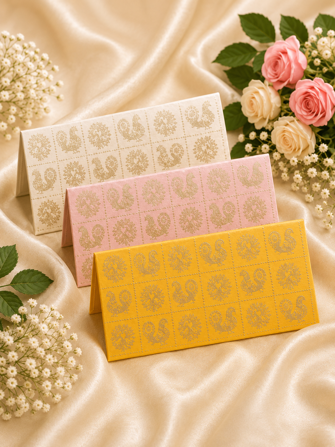 Elegant Peacock & Floral Handmade Paper Envelopes