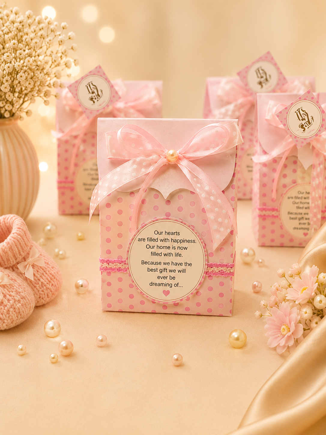 Pink Polka Dot "It's A Girl" Favor Bags