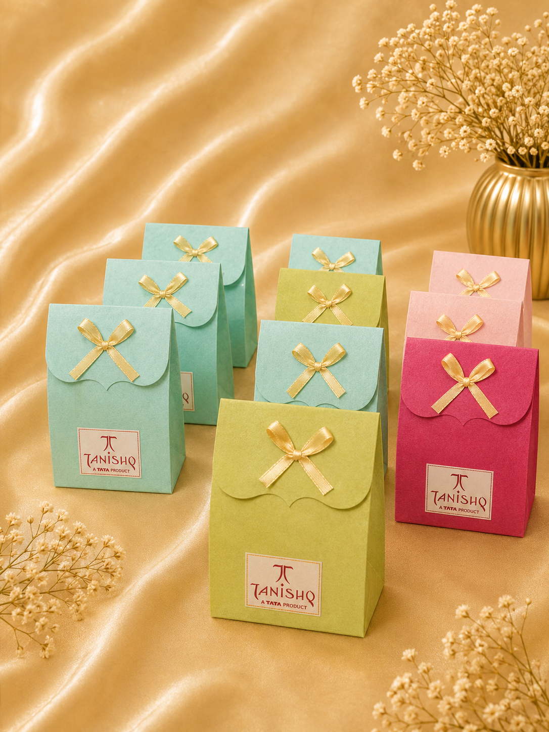 Scalloped Bow Favour Pouches-(4x2.5)
