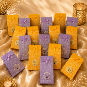 Yellow & Lavender Damask Favor Boxes (Bags) – Large