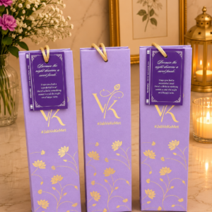 Elegant Lavender Wedding Gift Bags with Gold Floral Print