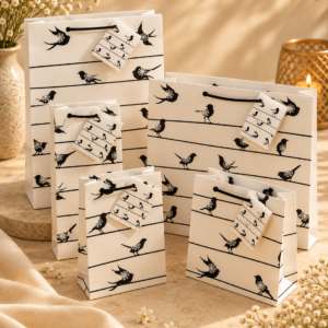 Black & White Bird Pattern Gift Bags