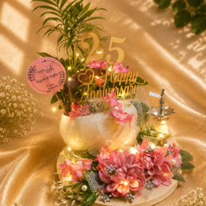 Silver Jubilee 25th Anniversary Floral Celebration Centerpiece