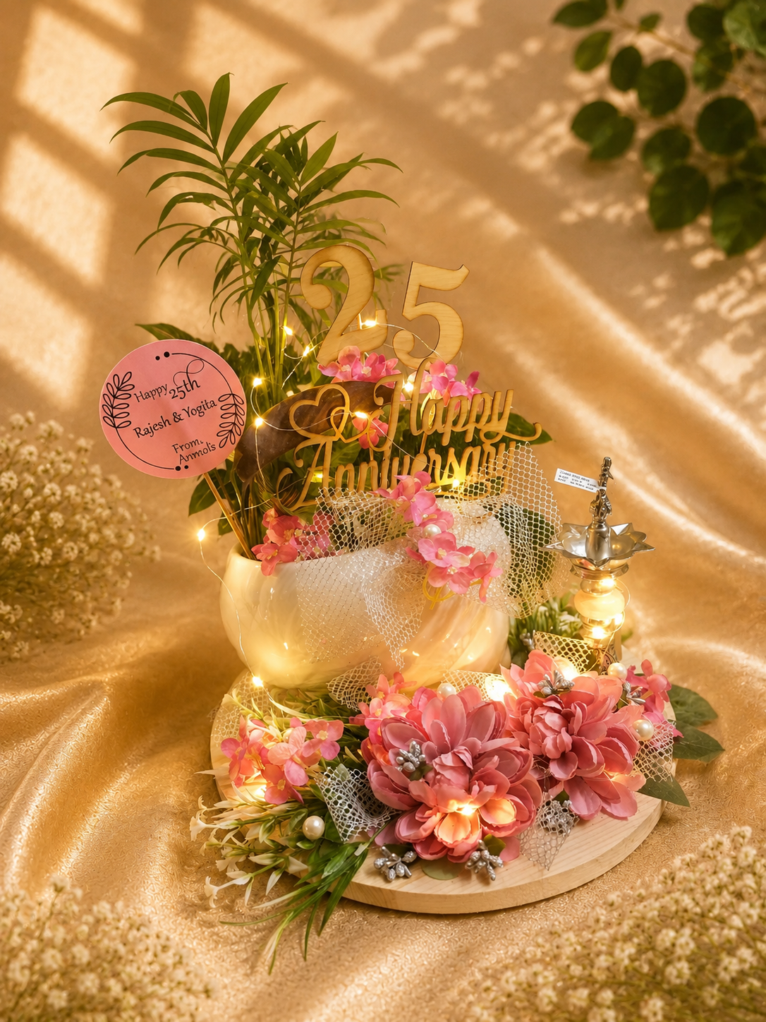 Silver Jubilee 25th Anniversary Floral Celebration Centerpiece