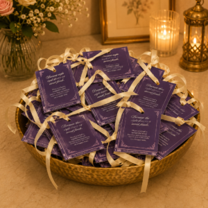 Elegant Purple Wedding Message Tags with Ribbon