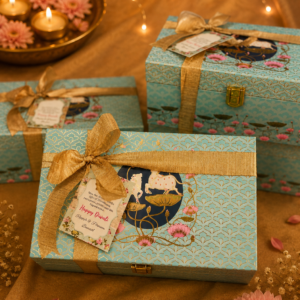 Turquoise Lotus Diwali Luxury Gift Box