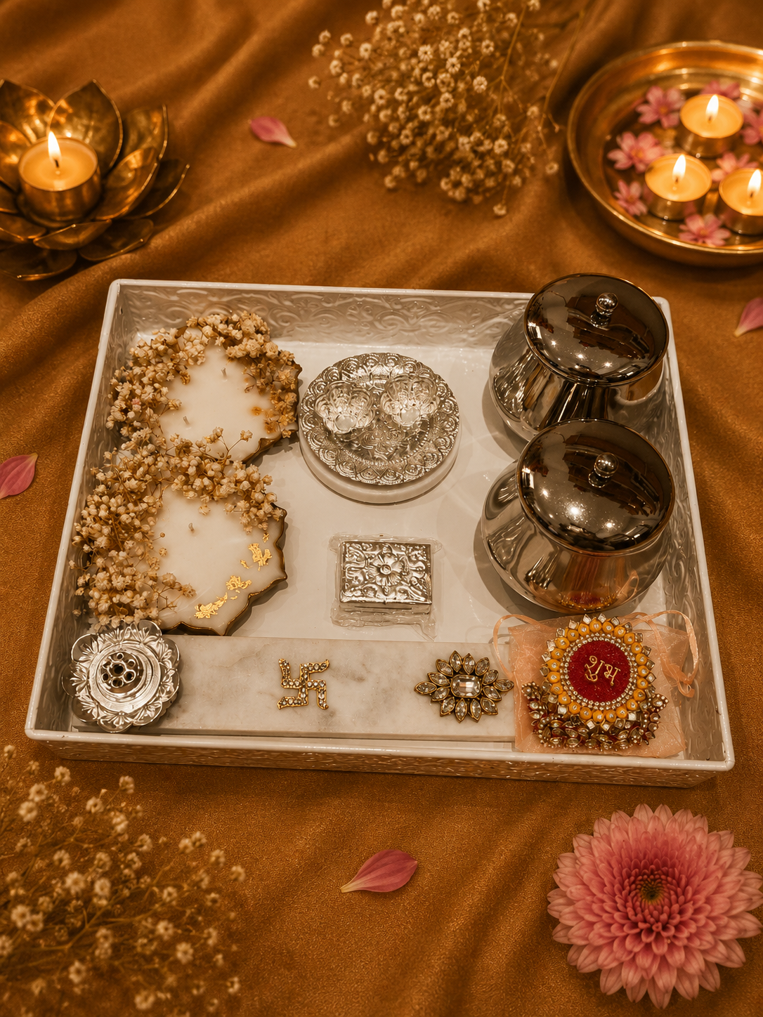 Royal Silver Shubh Diwali Festive Gift Tray