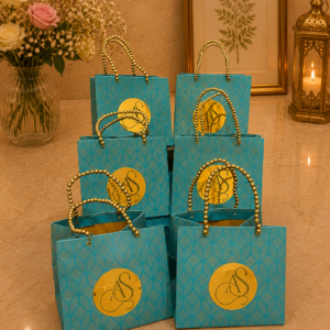 Teal & Gold Personalized Gift Bag Set