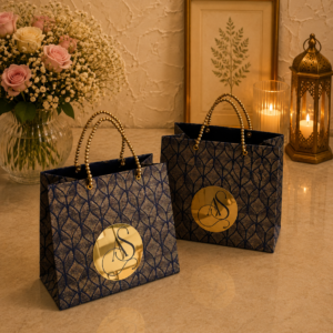 Midnight Blue & Gold Luxury Gift Bag Set