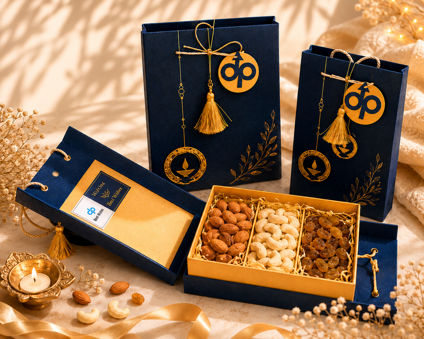 Royal Navy & Gold Premium Dry Fruit Gift Set