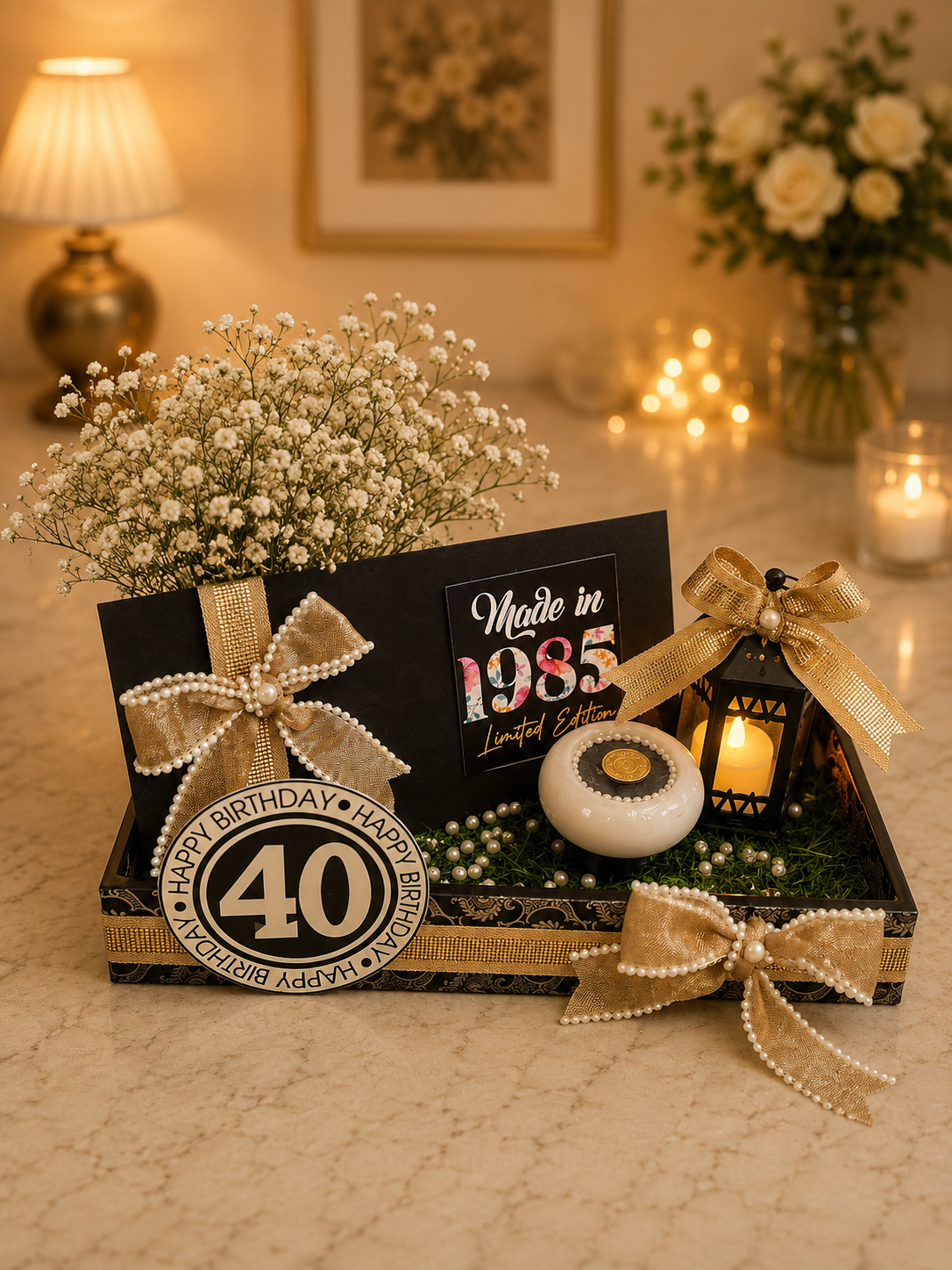 40th Birthday Black & Gold Luxury Gift Hamper