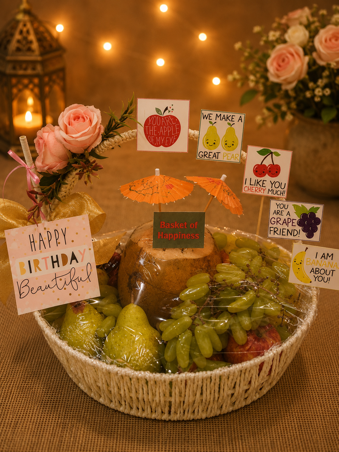 Birthday Fruit Basket of Happiness