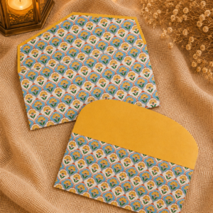 Blue & Gold Floral Handmade Gift Envelope Set