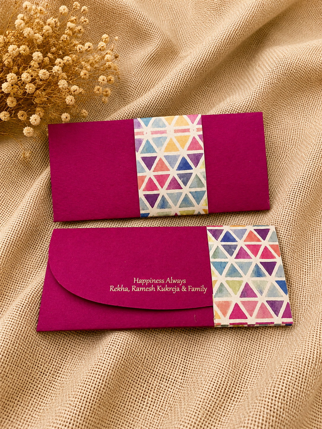 Magenta Geometric Personalized Money Envelope
