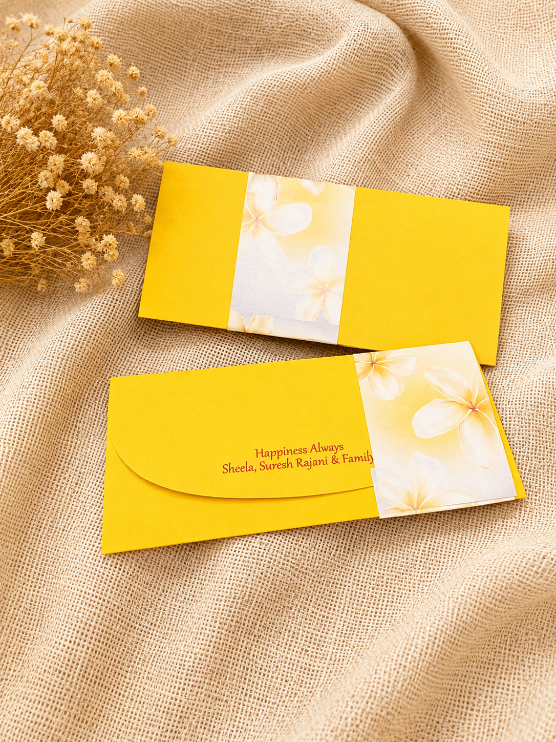 Yellow Floral Personalized Money Envelope