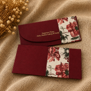 Burgundy Floral Personalized Money Envelope