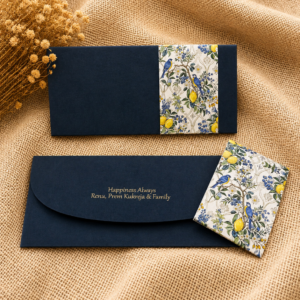 Navy Blue Floral Money Envelope – Handmade