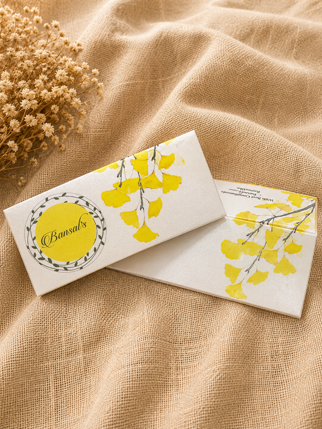 White & Yellow Floral Money Envelope