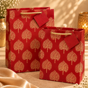 Red & Gold Tree Pattern Gift Bags