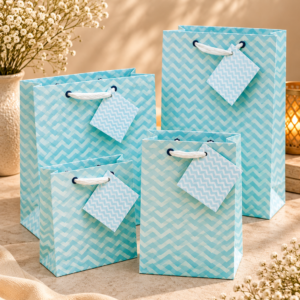 Aqua Chevron Pattern Gift Bags